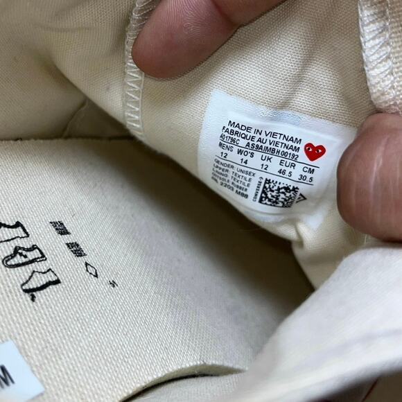 Converse Play Comme des Garçons CDG Red Sole Low Sneakers - Picture 6 of 6